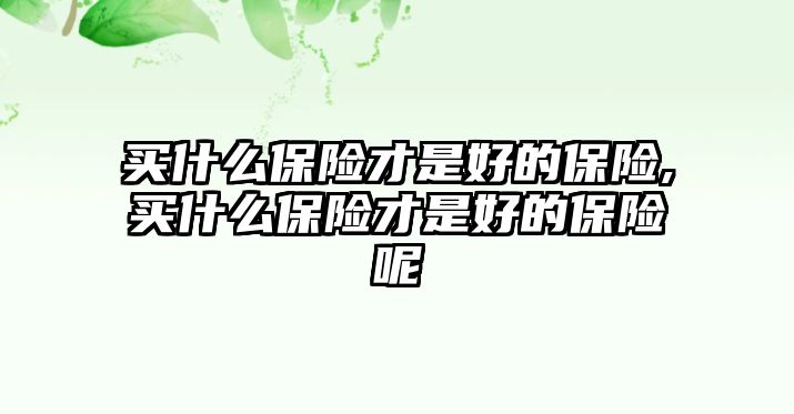 買什么保險(xiǎn)才是好的保險(xiǎn),買什么保險(xiǎn)才是好的保險(xiǎn)呢