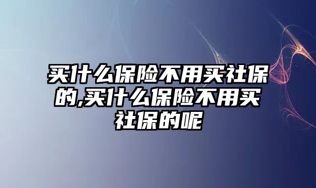 買什么保險不用買社保的,買什么保險不用買社保的呢