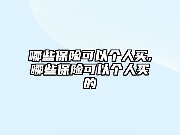 哪些保險可以個人買,哪些保險可以個人買的