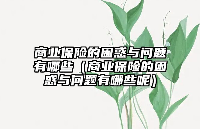 商業(yè)保險的困惑與問題有哪些（商業(yè)保險的困惑與問題有哪些呢）