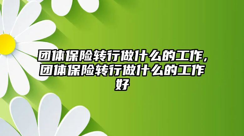 團體保險轉行做什么的工作,團體保險轉行做什么的工作好