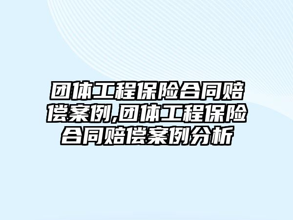 團體工程保險合同賠償案例,團體工程保險合同賠償案例分析