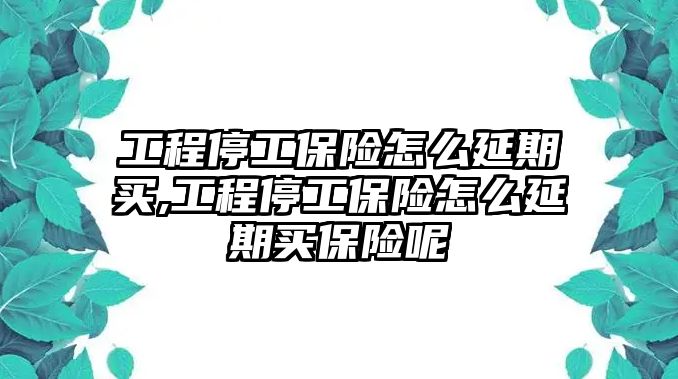 工程停工保險怎么延期買,工程停工保險怎么延期買保險呢