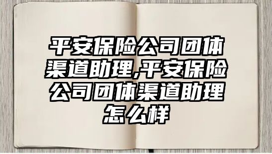 平安保險公司團(tuán)體渠道助理,平安保險公司團(tuán)體渠道助理怎么樣