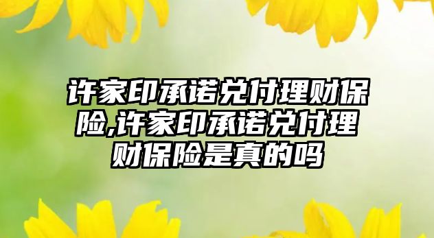 許家印承諾兌付理財保險,許家印承諾兌付理財保險是真的嗎