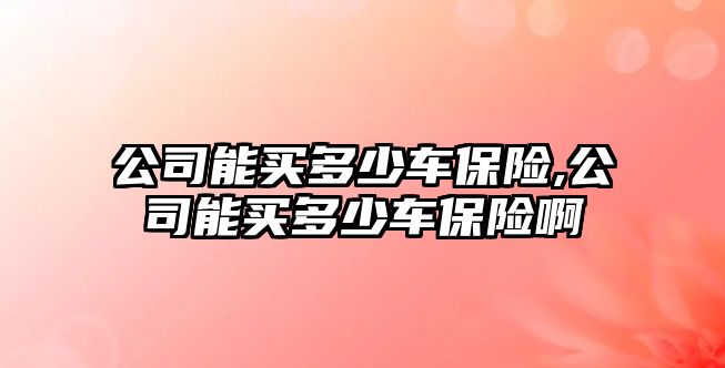 公司能買多少車保險,公司能買多少車保險啊