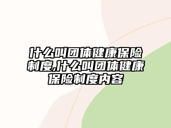 什么叫團體健康保險制度,什么叫團體健康保險制度內容