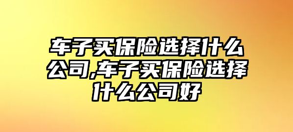 車子買保險選擇什么公司,車子買保險選擇什么公司好