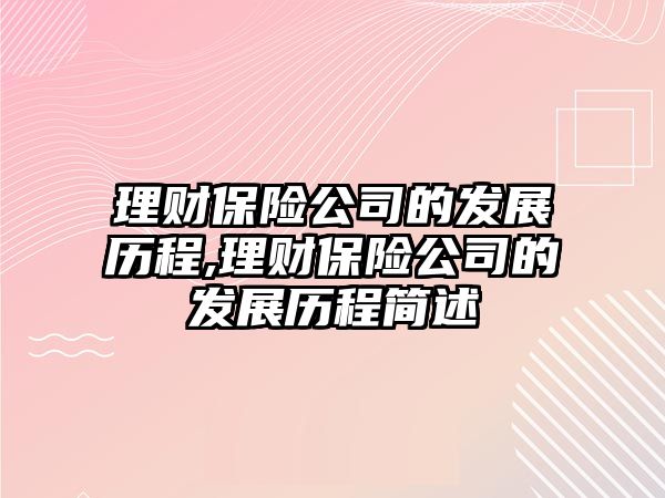 理財保險公司的發(fā)展歷程,理財保險公司的發(fā)展歷程簡述