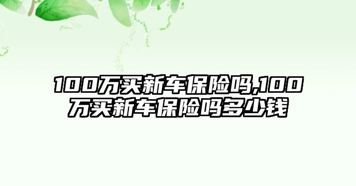 100萬買新車保險嗎,100萬買新車保險嗎多少錢