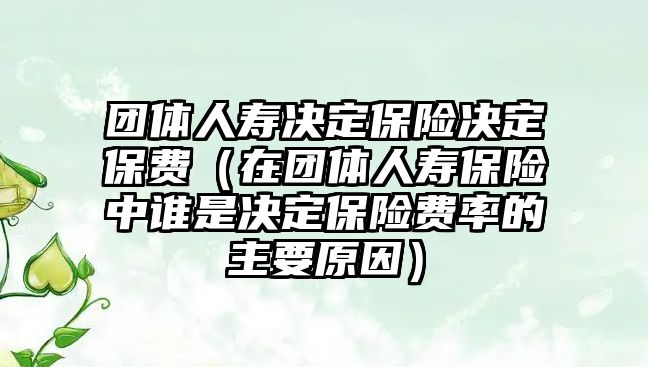 團體人壽決定保險決定保費（在團體人壽保險中誰是決定保險費率的主要原因）