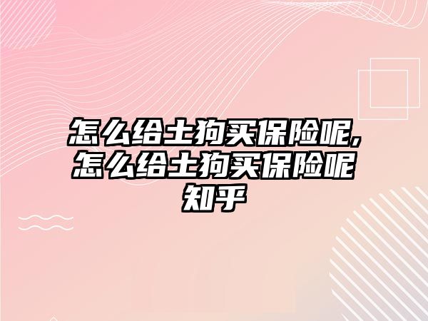 怎么給土狗買保險呢,怎么給土狗買保險呢知乎