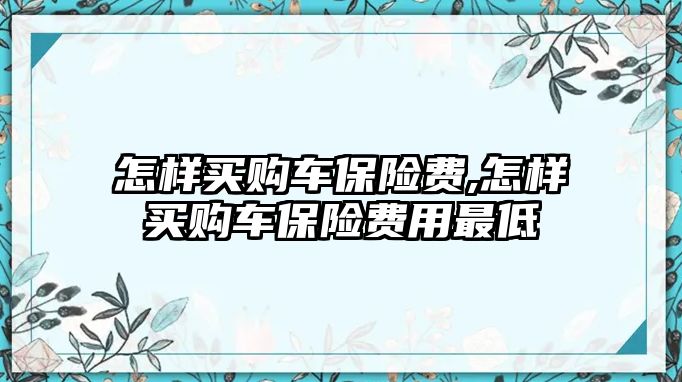 怎樣買購車保險(xiǎn)費(fèi),怎樣買購車保險(xiǎn)費(fèi)用最低