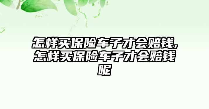 怎樣買保險(xiǎn)車子才會(huì)賠錢,怎樣買保險(xiǎn)車子才會(huì)賠錢呢