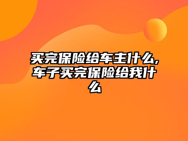 買完保險給車主什么,車子買完保險給我什么