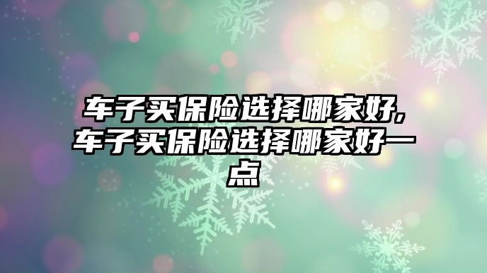 車子買保險(xiǎn)選擇哪家好,車子買保險(xiǎn)選擇哪家好一點(diǎn)