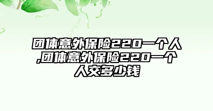 團(tuán)體意外保險(xiǎn)220一個(gè)人,團(tuán)體意外保險(xiǎn)220一個(gè)人交多少錢