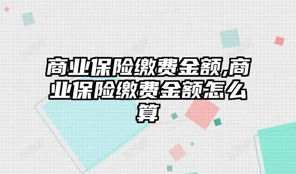 商業(yè)保險繳費金額,商業(yè)保險繳費金額怎么算