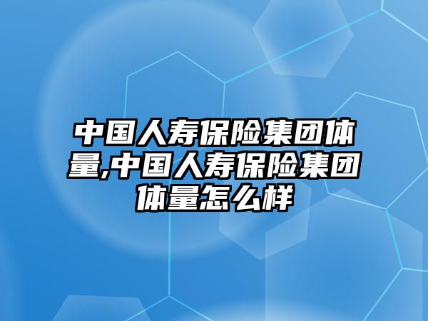 中國人壽保險集團體量,中國人壽保險集團體量怎么樣