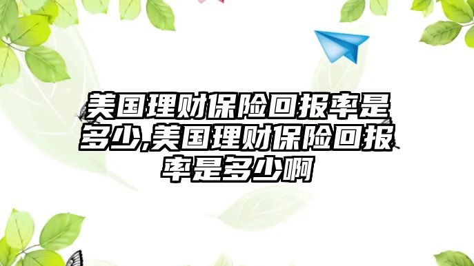 美國(guó)理財(cái)保險(xiǎn)回報(bào)率是多少,美國(guó)理財(cái)保險(xiǎn)回報(bào)率是多少啊