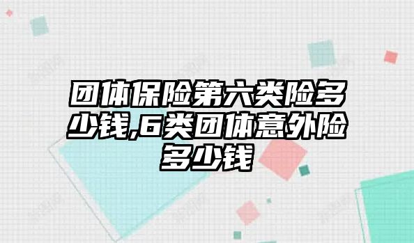 團體保險第六類險多少錢,6類團體意外險多少錢