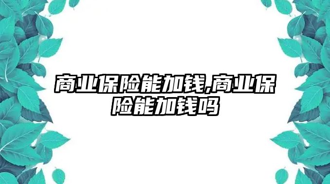 商業(yè)保險能加錢,商業(yè)保險能加錢嗎