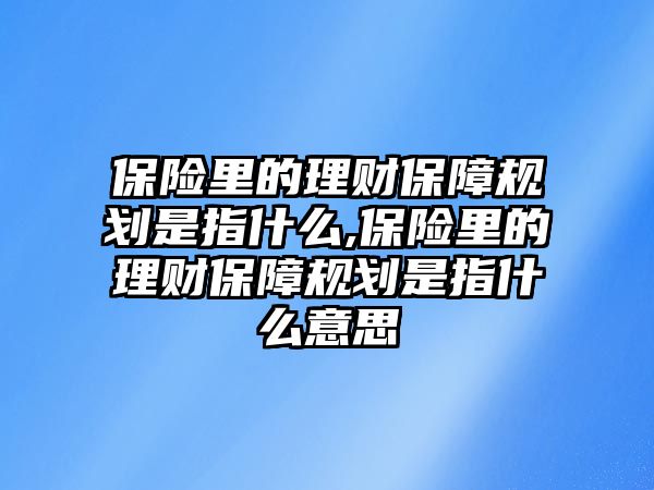 保險里的理財保障規(guī)劃是指什么,保險里的理財保障規(guī)劃是指什么意思