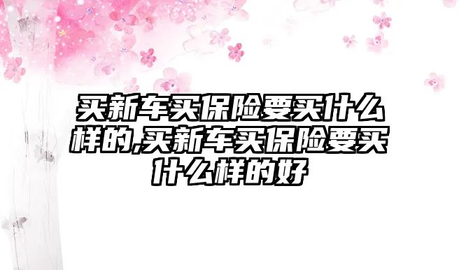 買新車買保險要買什么樣的,買新車買保險要買什么樣的好