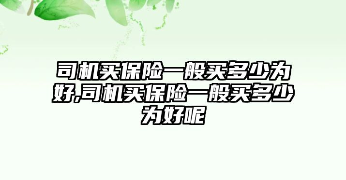 司機(jī)買保險(xiǎn)一般買多少為好,司機(jī)買保險(xiǎn)一般買多少為好呢