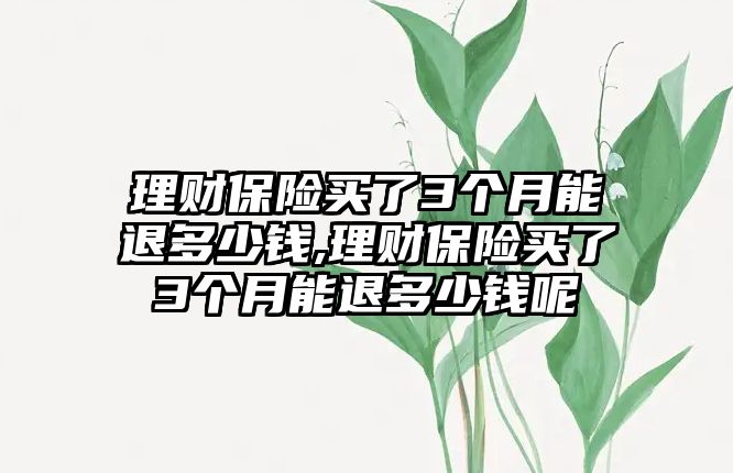 理財保險買了3個月能退多少錢,理財保險買了3個月能退多少錢呢