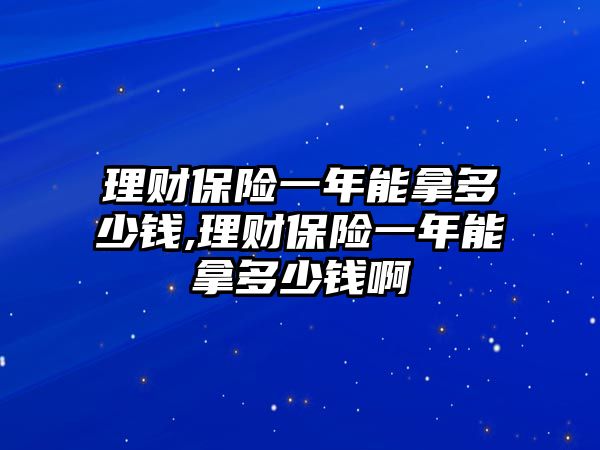 理財(cái)保險(xiǎn)一年能拿多少錢,理財(cái)保險(xiǎn)一年能拿多少錢啊