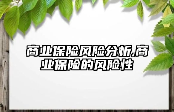 商業(yè)保險風險分析,商業(yè)保險的風險性