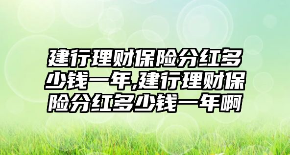 建行理財保險分紅多少錢一年,建行理財保險分紅多少錢一年啊