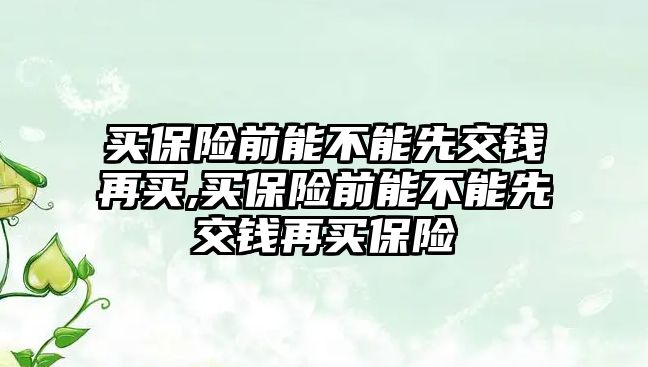 買保險前能不能先交錢再買,買保險前能不能先交錢再買保險